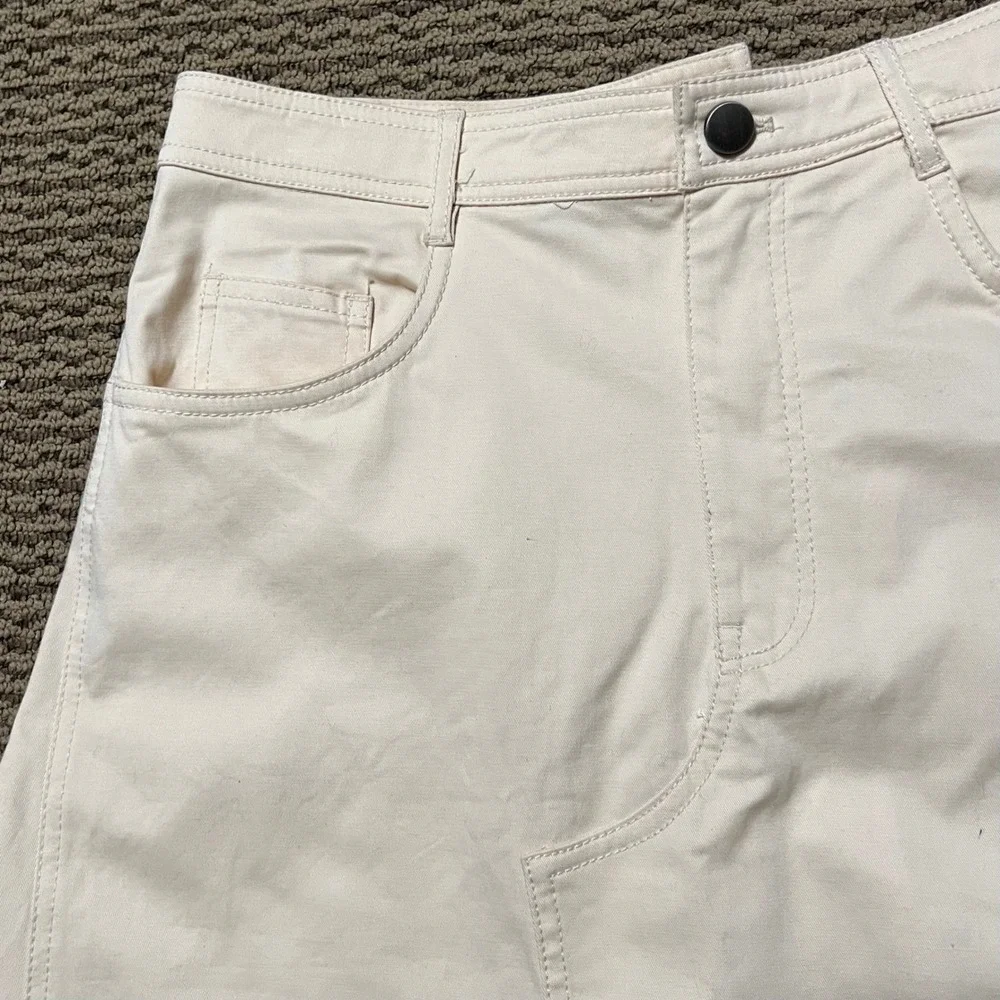 ZARA Asymmetrical Midi Skirt Cream Cotton Blend Size Medium